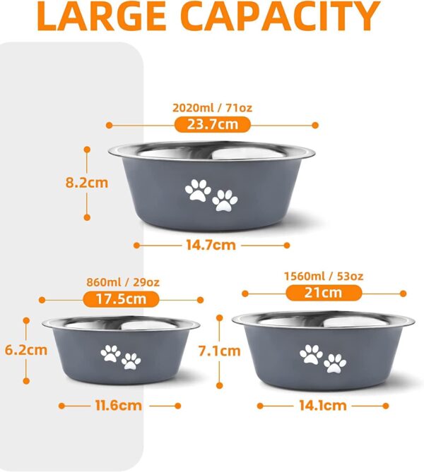 2 Pack Dog Bowls (860ML), Stainless Steel Dog Bowls with Nonslip Silicone Bottom, Pet Feeding Bowls for Cat, Pups-Food and Water Bowls for Small Medium Dogs - Image 2