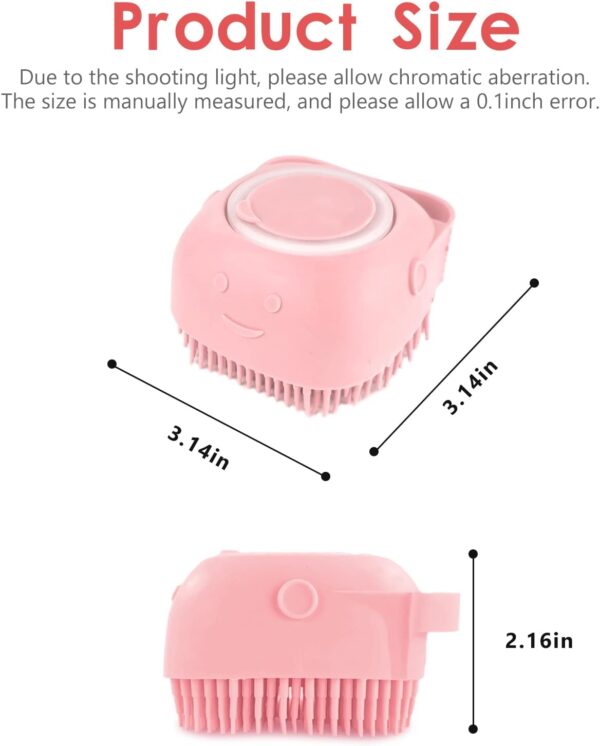 FuninCrea Cat Dog Bath Brush Silicone Dog Bath Massage Brush with Shampoo Dispenser Soft Silicone Pet Grooming Soothe Massage Brush for Dogs Cats Small Animals Shower (Pink) - Image 2