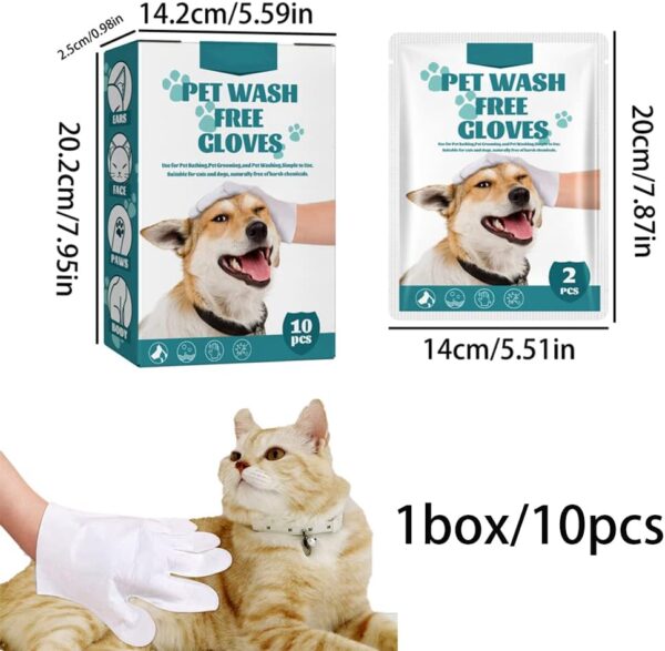 HADAVAKA Pet For Dogs & Cats Cleansing Grooming With Lno Rinse Disposable 5 Fingers Gloves, Pet Cleaning Gloves, No Cleaning, White (3 boxes) - Image 7