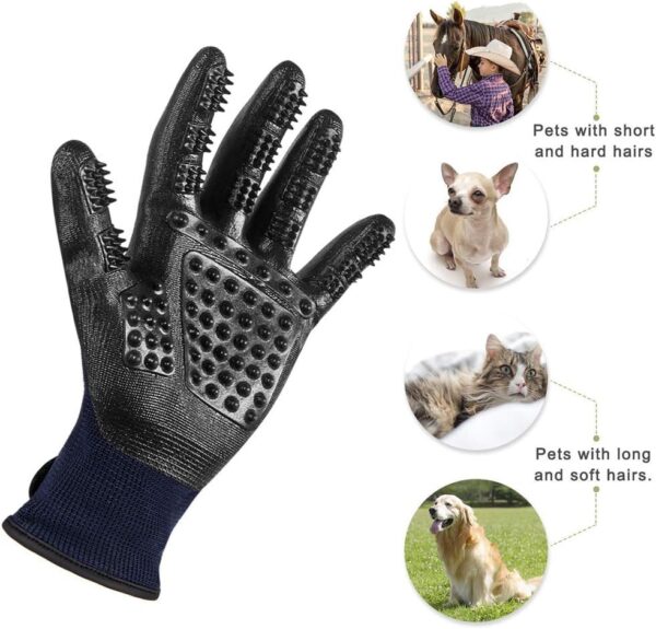 MYYINGELE Dog Pet Grooming Glove Massage Tool Hair Remover for Long Short Fur Dogs Cats Furniture – 1 Pair for Cat Dog, Black - Image 2