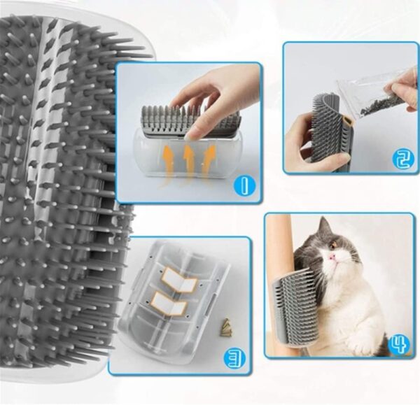 Cat Self Groomer,Soft Cat Wall Corner Massage Comb Grooming Tool,Pet Wall Corner Groomers,Pet Grooming Massage Scratcher Comb,Cats Grooming Brush Scratcher and Brush,for Long Short Fur Cats(Grey) - Image 5