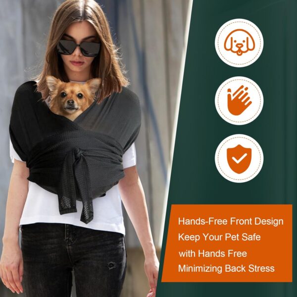 Dog Carriers For Small Dogs,Hands Free Dog Sling,Front Facing Puppy Carrier,puppy sling,cat carrier bagDouble Shoulder Strap Design,Freeing Hands and Reducing Back Pain,with Dog Training Bag (black，M） - Image 4