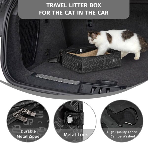 PETSFIT Covered Cat Litter Box With lid, Waterproof Bottom, Zipped Top Litter Box, Standard Portable Collapsible Litter Carrier for Cats, Leak-Proof, Lightweight Black, 40cm x 30cm x 12cm - Image 7