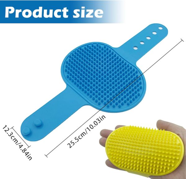 Dog Bath Brush, Pet Grooming Brush - 2 Pcs Pet Bath Brush with Adjustable Ring Handle, Professional Dog and Cat Shedding Tool with Self-Gently Removes Knots and Tangles - Image 2