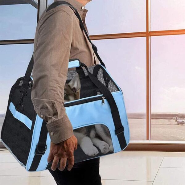 Pet Dog Cat Carrier Bag Puppy Handbag Portable Pet Travel Bag Soft Sided Bag Airline Approved with Breathable Mesh Pouch Pet Car Seat Booster Puppy Cage Tote for Small Medium Dogs Cats Puppies Rabbit - Image 2