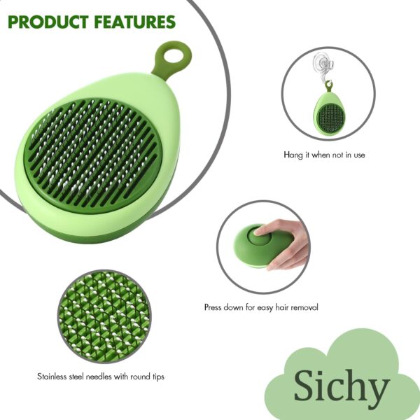 Sichy Cat Brush Dog Brush for Grooming, Self Cleaning Cat Dog Slicker Brushes Cat Brushes for Grooming to Remove Loose Fur, Tangles & Dirt, Great for Long and Short Haired Cats - Image 6