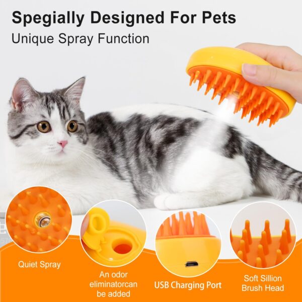 OIFIKAA for Cat Steam Brush, 3 In1 Cat Grooming Brush & Massage Brush for Shower Scrubbing & Soothing Massage, Shampoo Brush for Pets Dogs and Cats, Electric Pet Brush, Pet Hair Removal Comb - Image 3