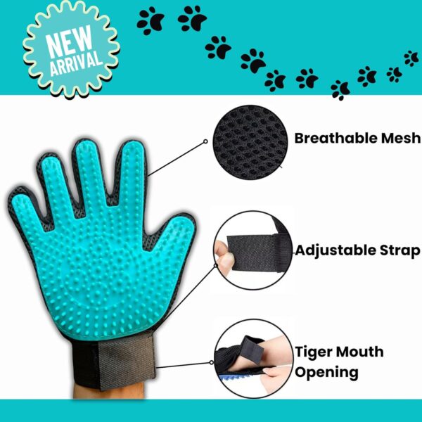 IDEARES Pet Grooming Glove Upgraded Version | 313 Tips Pet Brush Glove | Pet Hair Remover Mitt For Dogs, Cats, Rabbits &Horses | Deshedding Glove for Easy Grooming | Dog Cat Brush (Left&Right) - Image 3