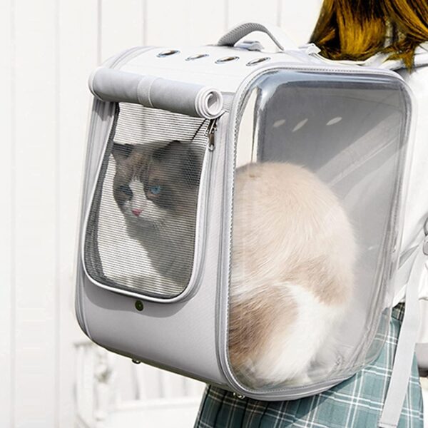 aleawol Cat Backpack Carrier Large Foldable Pet Carrier Backpack Space Capsule for Cats Small Dogs Puppy, Transparent Spacious Cat Carrier Rucksack with Great Ventilation for Travel Camping Hiking - Image 4