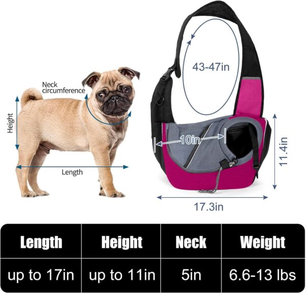 Puppy Sling Carrier Dog Carriers, Hand Free Drawstring Dog Papoose with Adjustable Strap, Pet Dog Cat Sling Carrier Bag for Outdoor Walking Subway(Rose red) - Image 2