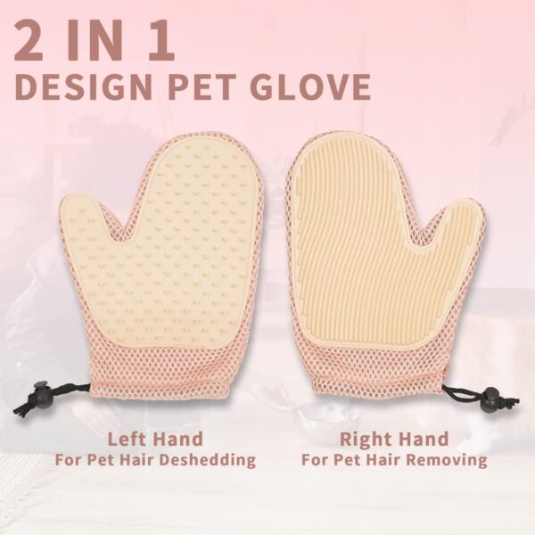 2 in 1 Cat Hair Glove & Pet Fur Remover Glove, Mollypaws Dog Grooming Glove Brush for Shedding, Massage, Efficient Pet Hair Remover Mitt for Uproot Cleaner Clothes, Couch, Carpet [Pink/Single] - Image 7