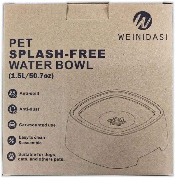 WEINIDASI Dog Water Bowl, 1.5L Non Spill Slow Drink Pet Water Bowl, Non Slip Vehicle Carried Pet Water Bowl for Dog Cat Puppy - Image 7