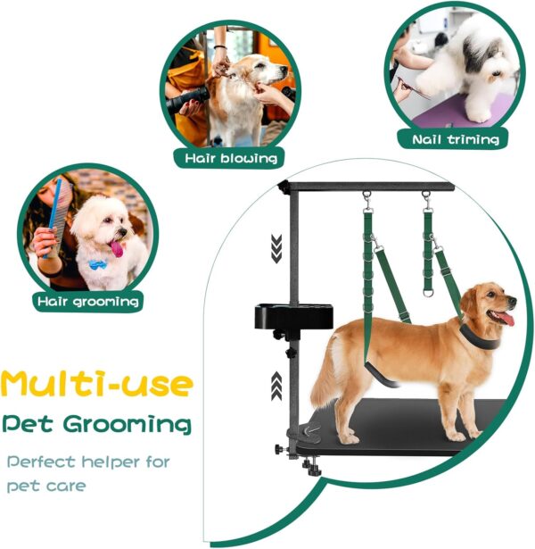 Dog Grooming Arm - 35" Dog Grooming Table Arm Foldable Dog Grooming Stand with Loop Noose and Grooming Tools Organizer for Small Medium Dogs, Green - Image 7