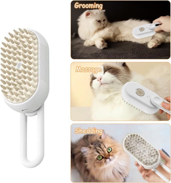 Cat Steam Brush, 3 in 1 Self-Cleaning Grooming Brush with Water Spray, Pet Hair Remover and Massager, Steam Brush for Cats and Dogs, Removes Knots and Loose Fur, Reduces Static - Image 6