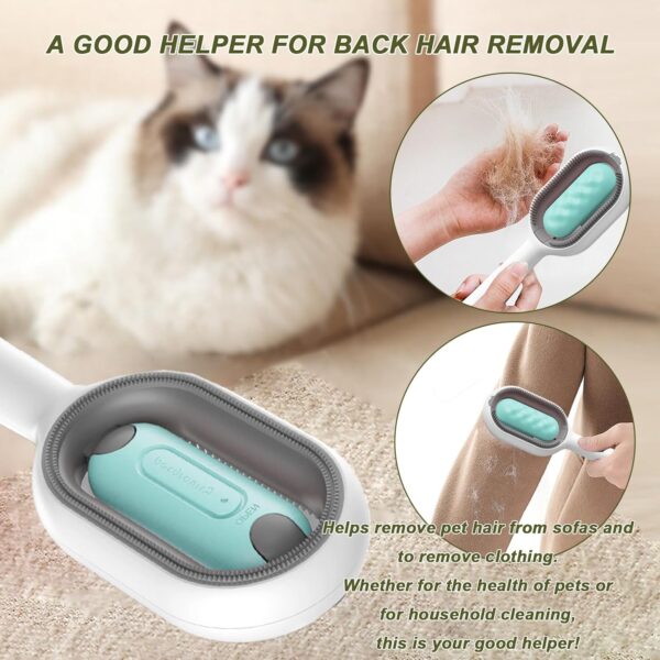 Pet Hair Removal Comb With Water Tank, Dog Brush Cat Brush for Long Haired Cats Dogs, Multifunctional Pet Cat Hair Remover Brush 3 in 1, Self Cleaning Cat Brush Grooming Brush (Short, Green) - Image 4