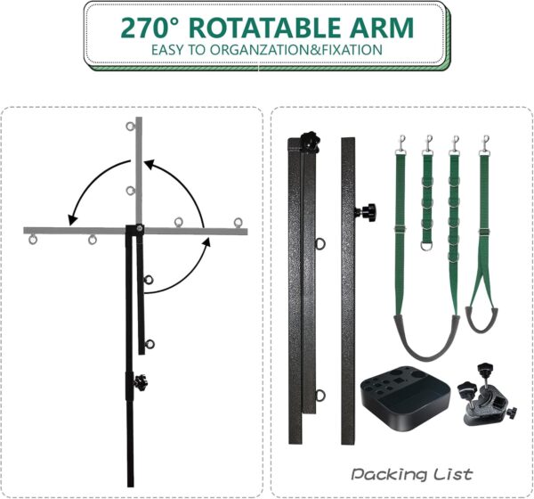 Dog Grooming Arm - 35" Dog Grooming Table Arm Foldable Dog Grooming Stand with Loop Noose and Grooming Tools Organizer for Small Medium Dogs, Green - Image 6