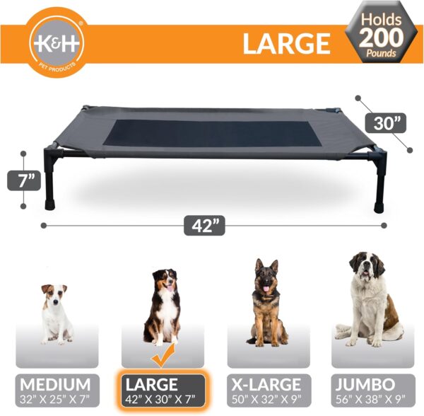 K&H Pet Products Elevated Cooling Outdoor Dog Bed Portable Raised Dog Cot Charcoal/Black Large 30 X 42 X 7 Inches - Image 3