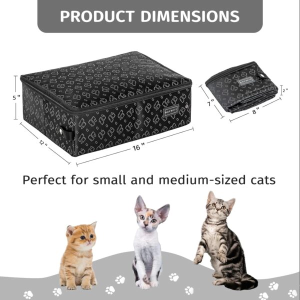 PETSFIT Covered Cat Litter Box With lid, Waterproof Bottom, Zipped Top Litter Box, Standard Portable Collapsible Litter Carrier for Cats, Leak-Proof, Lightweight Black, 40cm x 30cm x 12cm - Image 2