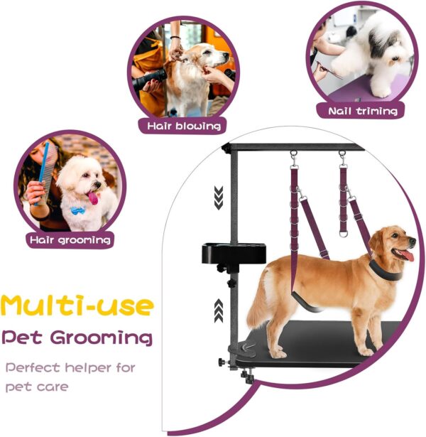 Dog Grooming Arm - 35" Dog Grooming Table Arm Foldable Dog Grooming Stand with Loop Noose and Grooming Tools Organizer for Small Medium Dogs - Image 7