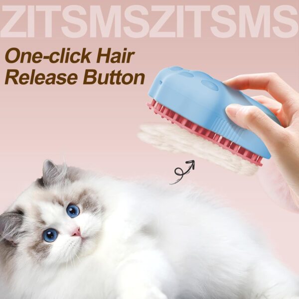 Cat Steam Brush, 3 in 1 Cat Steamy Brush, Silicone Massage Grooming Brush with Release Button, Pet Hair Cleaning Shedding Comb for Cats Dogs by ZITSMS(Blue Paw) - Image 7