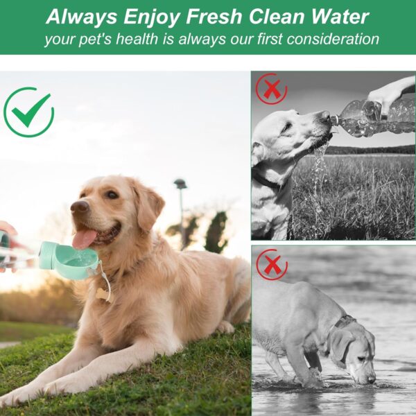 Portable Dog Water Bottle, 550ml Leakproof Pet Drinking Dispenser with 200ml Food Container, Dog Travel Water Food Bottle, Dog Walking Travel Bottle, Travel Water Bottle with Dispenser Drinking Bowl - Image 6