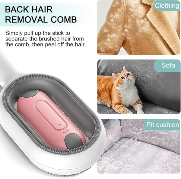 Pet Hair Brush, 2PCS Dog Brush Cats Brush Grooming Comb, Self Cleaning Cat Dog Slicker Brushes Pet Grooming Tool Gently Removes Loose Undercoat for Pet Massage (Long+Short) (Pink) - Image 2