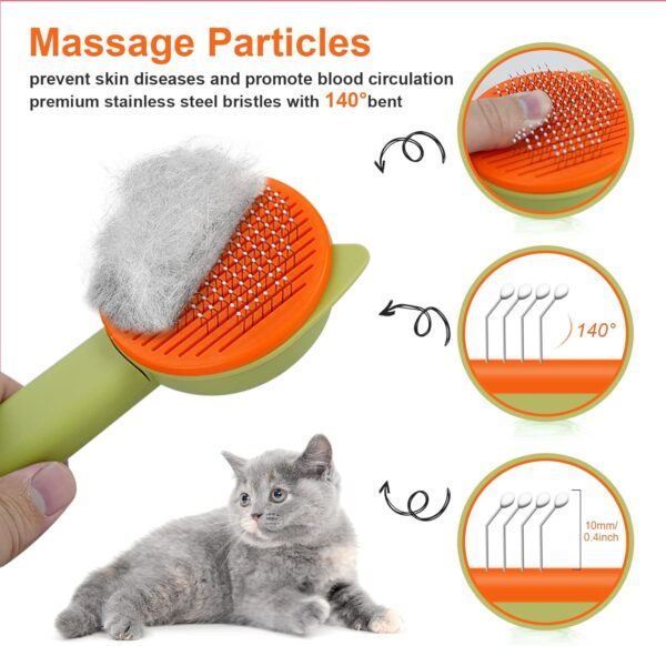 BEE&FLOWER Dog Brush Cat Brush for Long & Short Haired Dogs Cats, Dog Grooming Brush for Shedding, Cat Grooming Brush Remove Loose Hair and Massage, Grooming Comb for Dogs Cats Rabbits Cavies Green - Image 5