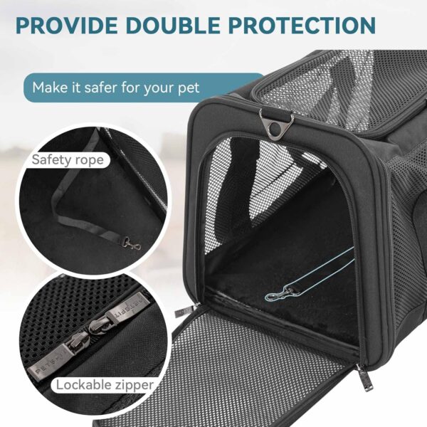 Petsfit Airline Approved Dog Carrier Cat Carrier, Soft-Sided Collapsible Pet Carrier for Travel,3 Carrying Ways, Lightweight and Ventilation on 5 Sides,Soft Fleece Pad,45 * 28 * 28CM - Image 5