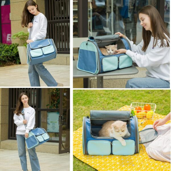 Large Pet Carrier for Dogs Cats up to 10kg - Carrier Bag Top Opening Breathable Portable Foldable Airline Approved Travel Friendly, Transport Handbag with Shoulder Strap Soft Fleece Bed - Image 6