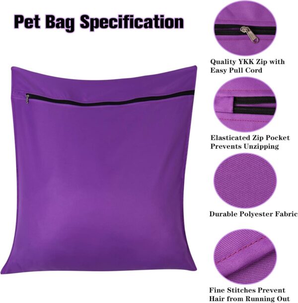 Auxsoul 1 Pack Pet Laundry Bag, Stops Pet Hair Blocking The Washing Machine, Big Size Wash Bag Ideal for Dog Cat Horse, Hair Remover Safely(6070cm)(Purple) - Image 3