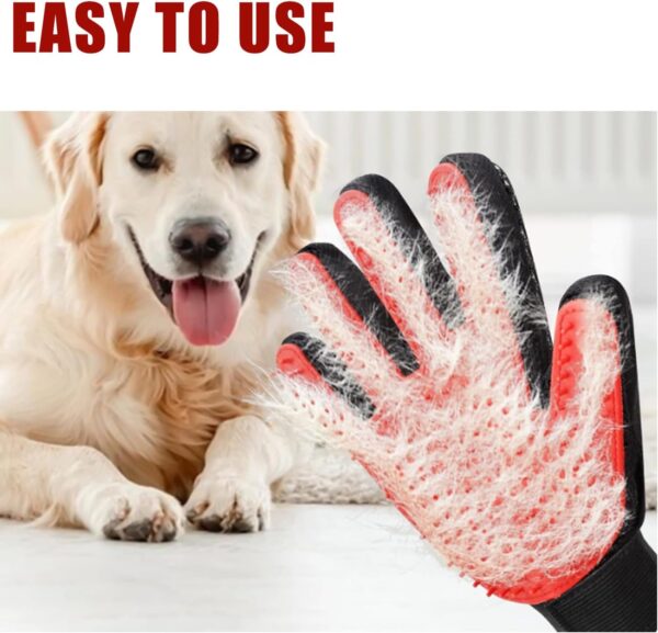 2 Pcs Cat Grooming Glove - Pet Dog Cat Brush Glove for Shedding, Massaging, and Bathing - Comfortable, Adjustable, and Easy to Clean - Perfect for Long and Short-Haired Pets（Red） - Image 5