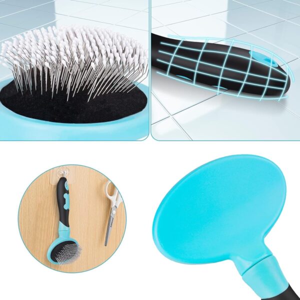 Pleasantsong Dog Brush Cat Brush, Dog Brushes for Grooming, Dog Cat Comb with Handle for Short/Long hair, Pet Brush with Self Cleaning Button for Removing Undercoat, Loose Fur & Dirt - Image 6