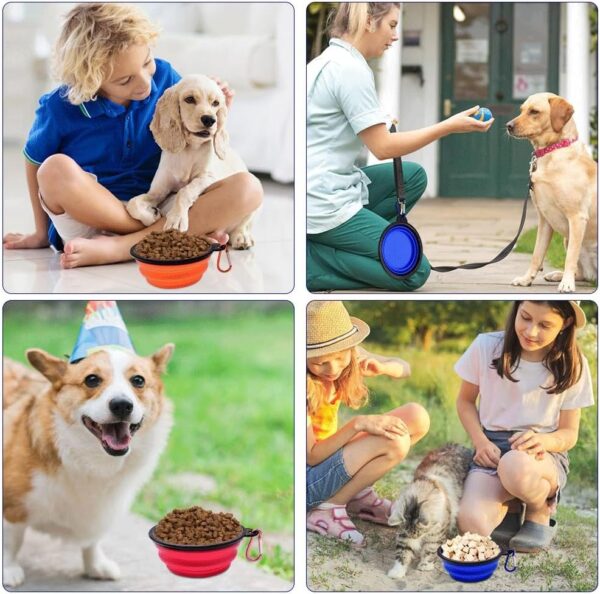 Food Bowls Dog, 3Pcs 350ml Foldable Dog Travel Bowls Collapsible Dog Water Bowls Portable Dog Food Bowl with Carabiner Pet Cat Feeding Cup Dish for Traveling Walking Hiking(Blue,Orange,Pink) - Image 8