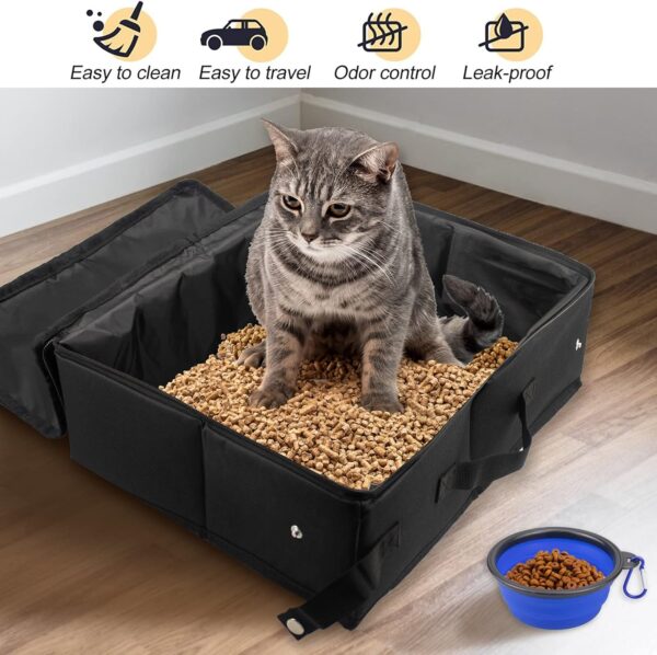 Travel Cat Litter Box, INUAN Foldable Portable Litter Box with Lid and Handle for Medium Cats and Kitties, Leak-Proof Lightweight Collapsible Cat Litter Carrier, Kitty Litter Box Waterproof 3 - Image 6