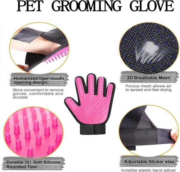 Gentle Deshedding Grooming Gloves for Dogs, Cats, and Horses – Efficient Pet Hair Remover and Massage Mitts, Enhanced Five Finger Design, 1 Pair - Image 3