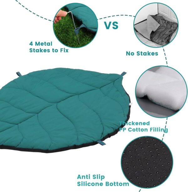 Lifeunion Outdoor Dog Bed Waterproof Washable Travel Camping Dog Bed with 4 Metal Stakes & Carry Bag, Portable Leaf Shape Pet Mat Bed for Medium, Large Dogs (Green, X-Large) - Image 4