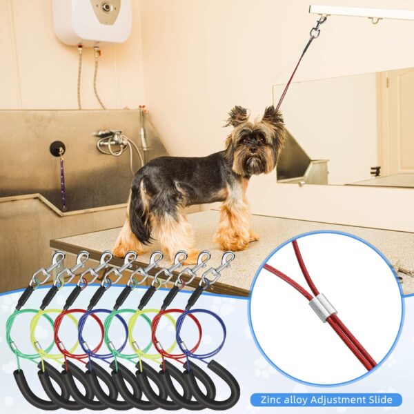 12 Pcs Dog Grooming Loop Noose Dog Grooming Restraint Loop Grooming Loops for Dogs Groomers Long Noose for Pet Grooming Table Dog Bath Tub Medium Large Small Dog Bathing Station, 4 Colors - Image 4