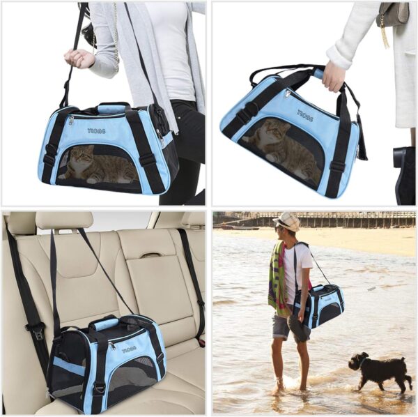 YLONG Cat Carrier Airline Approved Pet Carrier,Soft-Sided Pet Travel Carrier for Cats Dogs Puppy Comfort Portable Foldable Pet Bag,Airline Approved (S, BLUE) - Image 5