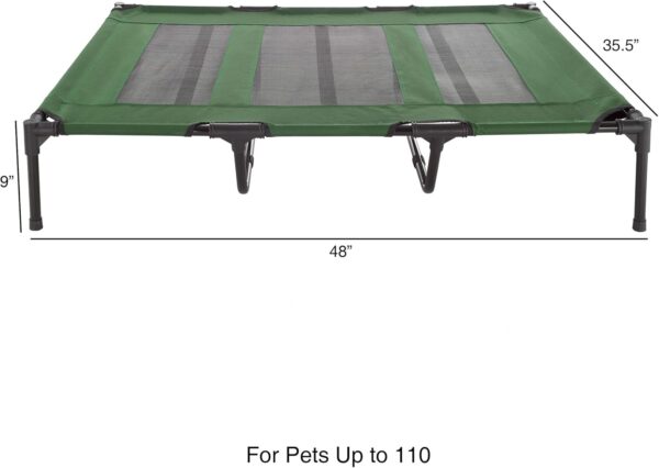 Petmaker Elevated Pet Bed-Portable Raised Cot-Style Bed W/ Non-Slip Feet, 48”x 35.5”x 9” for Dogs, Cats, or Small Pets-Indoor/Outdoor Use (Green) - Image 2