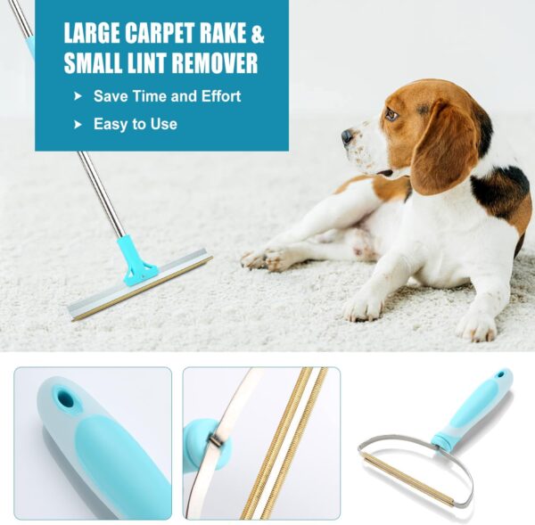 Carpet Rake for Pet Hair Removal, Adjustable Long Handle Lint Remover with Innovative Metal Edge, Dog&Cat Hair Remover, Reusable Fur & Carpet Scraper for Carpet, Rug, Mat, Couch, Furniture - Image 3