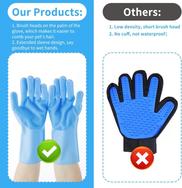 AOZUO Dog Cat Washing Mitts Pet Grooming Gloves Silicone Heat Resistant Bath Gloves Pet Bath Gloves for Massaging, Scrubbing and Hair Removal - Image 5