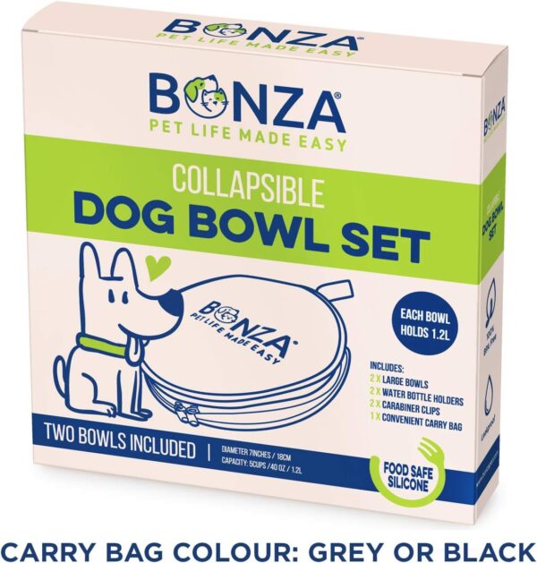 Bonza Large Collapsible Dog Bowls, Twin Pack, 5 Cup, 18cm Diameter, Portable Dog Water Bowls for Medium to Large Dogs - Image 2