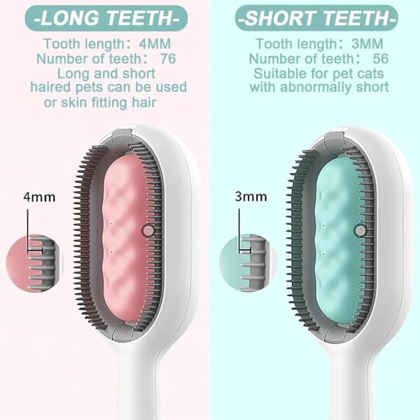 Pet Hair Brush, 2PCS Dog Brush Cats Brush Grooming Comb, Self Cleaning Cat Dog Slicker Brushes Pet Grooming Tool Gently Removes Loose Undercoat for Pet Massage (Long+Short) (Pink) - Image 3