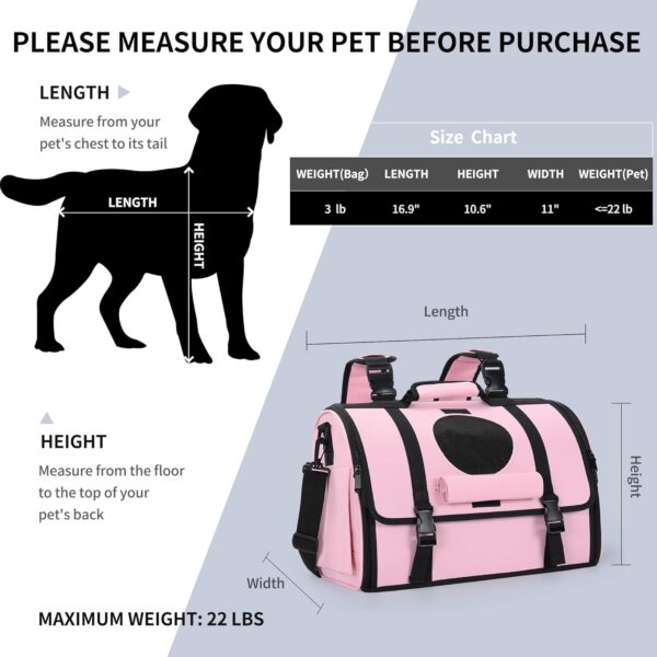 Mile High Life | Outdoor Travel Pet Carrier | Hiking Outdoor Dog Carrier Backpack | Collapsible Dog Carrier for Small Medium Dogs | Cat Crates w Breathable Mesh with Soft-Sided (Pink) - Image 7