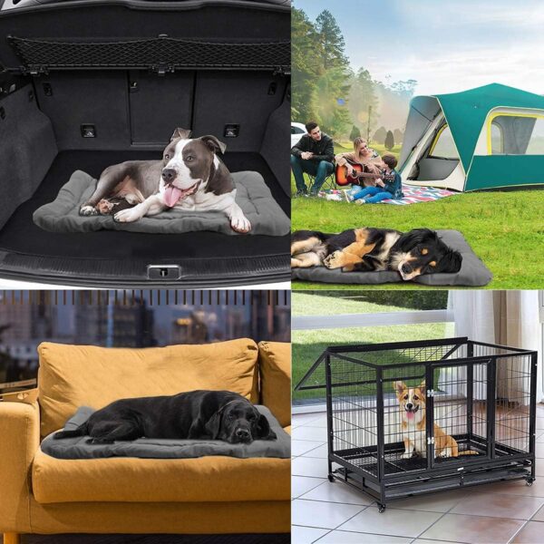 Senzkon Foldable Waterproof Dog Bed Mattress, Washable Durable Oxford Dog Pad for Car Crate Sofa also For Outdoor Using (L (35.4-23.6"/90-60 cm, Grey) - Image 6