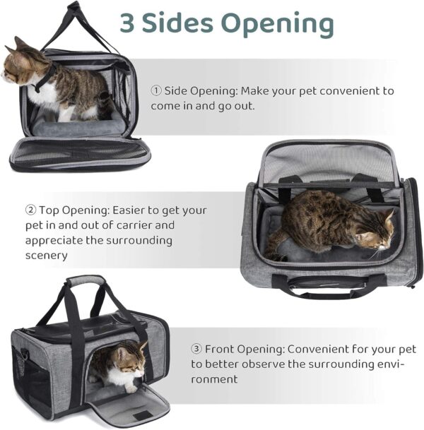 Wakytu Pet Carrier Bag, Airline Approved Pet Carrier for Small Cats Dogs, Foldable Cat Travel Carrier Bag, Soft-Sided Dog Carrier with Removable Pad and Shoulder Strap - Image 6