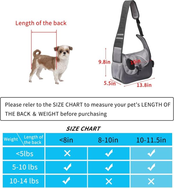 Dog Puppy Carrier Dog Sling Papoose Hand Free, Adjustable Puppy Front Slings with Interactive Soothe, Bottom Hard Support Soft Padded for Small Dogs 5-10lbs Shoulder Cat Sling Travel Bag Outdoor - Image 3