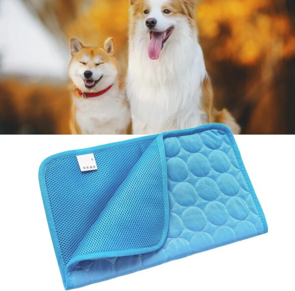 Pet Cooling Mat, Extra Large Ice Silk Dog Cooling Mats Breathable Summer Dog Cooling Pads Portable Dog Crate Mat Cat Cooling Mat(XL/100 * 70cm-Blue) - Image 6