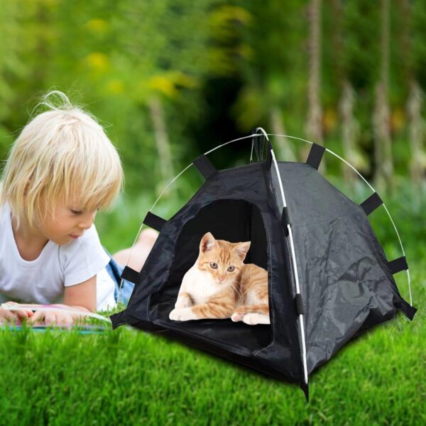 N/A/A Pet Teepee Tent Outdoor,Portable Folding Dog Pet House Bed | Pet Teepee, Waterproof Cat Indoor Outdoor Teepee, Cat Bed for Mini Bed, Black - Image 2