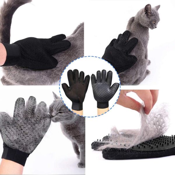 MYYINGELE Dog Pet Grooming Glove, 4-in-1 Pet Massage Brush Glove, Dog Cat Rabbit Horse Gentle and Efficient Grooming Deshedding Hair Remover Mitt Brush Groomer Clean Tool for Cat Dog, Black - Image 4